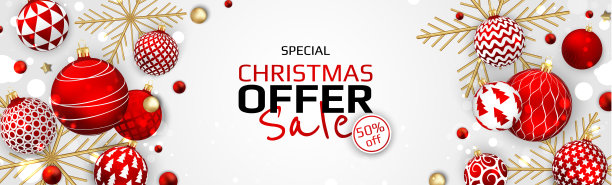 圣诞快乐，恭贺新禧。圣诞节背景与现实的红色球。悬浮下落设计组成。图片下载