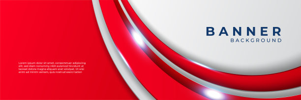 现代抽象的红色旗帜与对角线，波浪，圆圈，和几何形状图片下载