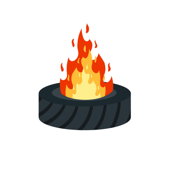 燃烧的轮胎。旧的轮。城市垃圾与生态问题。图片下载