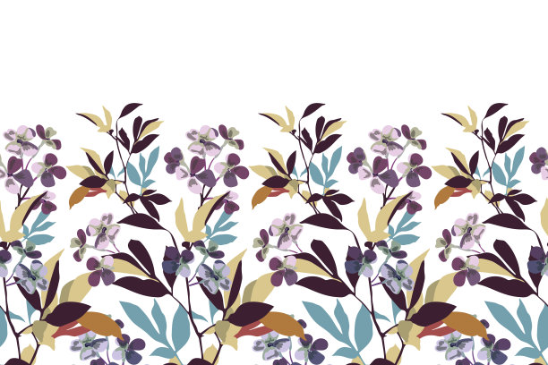 矢量花无缝模式，边界。图片下载