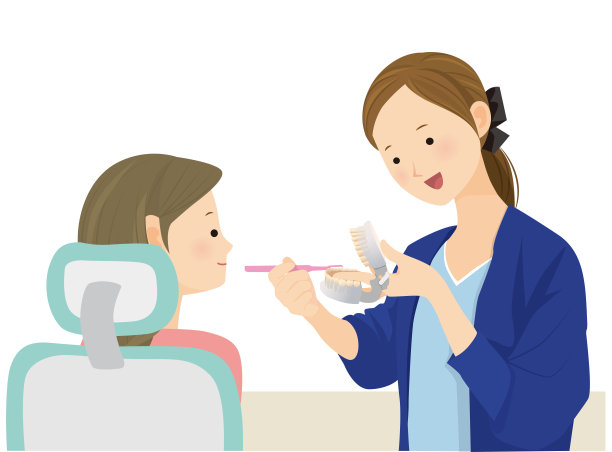 教刷牙的女牙科保健师图片下载