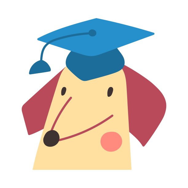 戴着方形学术帽的聪明狗。图片下载