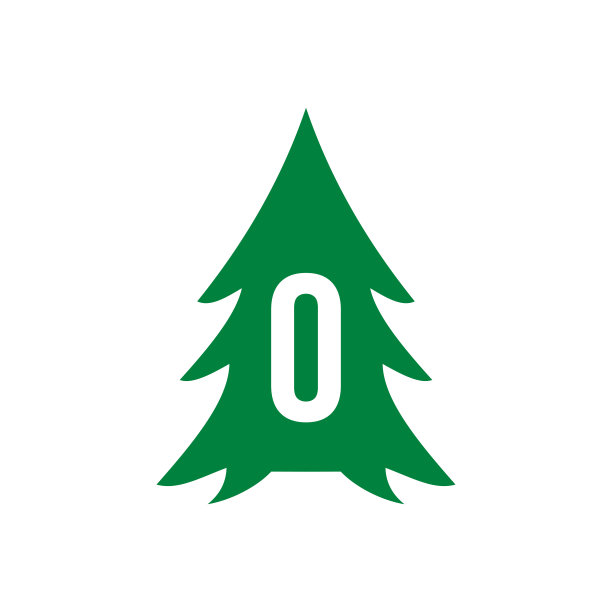 字母O上的松树标志设计模板。松树度假酒店木园标志设计图片下载