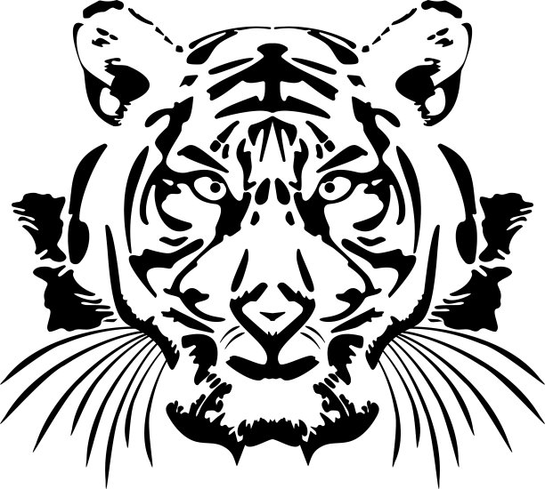 Handdrawn老虎的头。2022年是中国新年的象征。图片下载