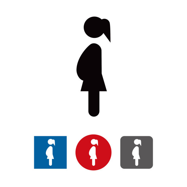 孕妇图标符号矢量图图片下载