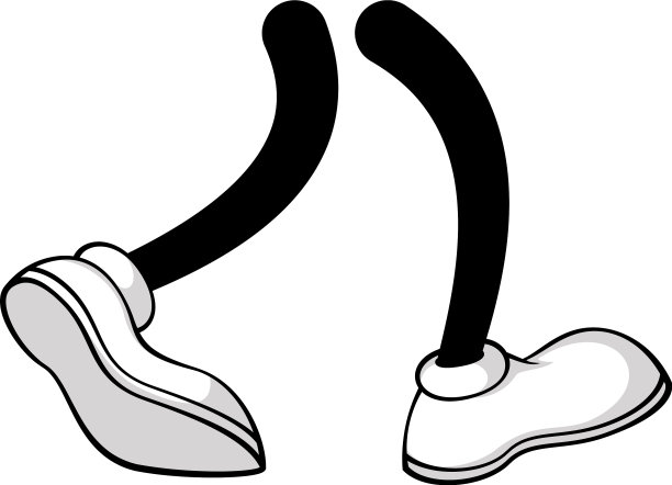 卡通脚踩黑白色风格孤立图片下载