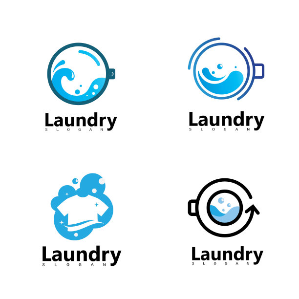 洗衣机标志与圆圈为您的洗衣业务图标图片下载