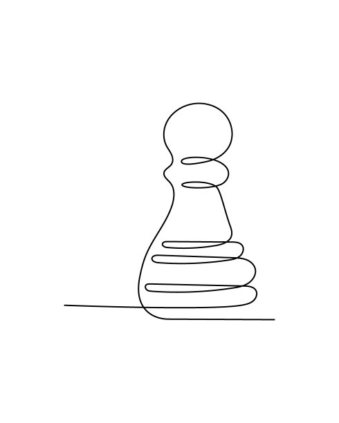 棋卒一行艺。连续线画棋子。图片下载