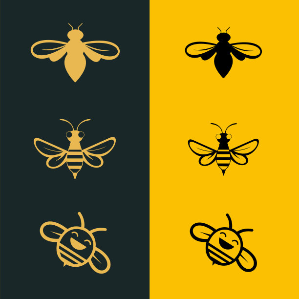 蜜蜂的标志概念简单的minimalis适合图片下载