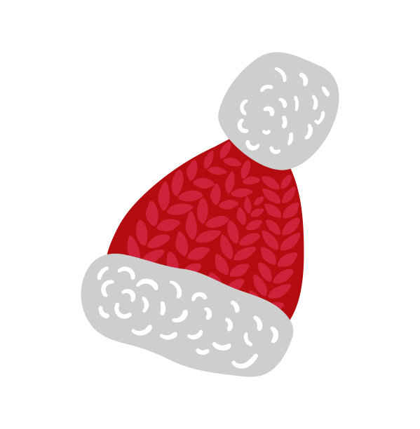 向量插图对针织圣诞红针织圣诞老人帽孤立的白色背景。冬天的贺卡图片下载