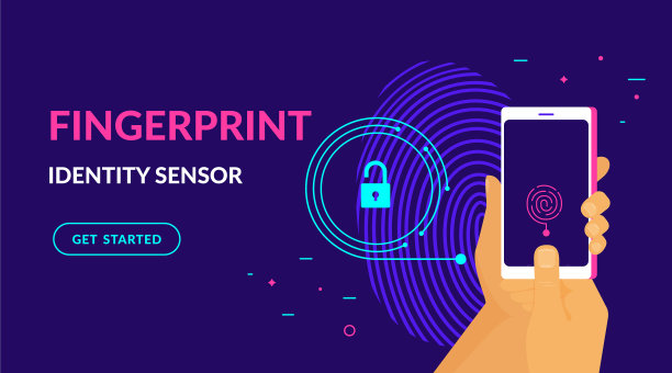 指纹识别传感器扁平霓虹灯图片下载