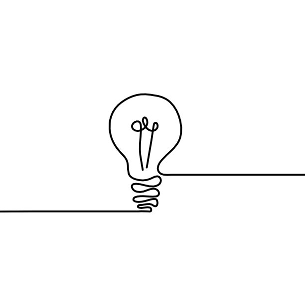 在白色背景上用线条绘制抽象的灯泡图片下载