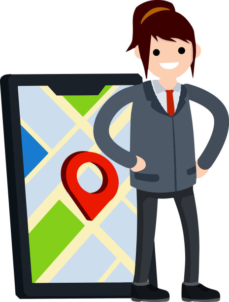 女商人和大手机女西装革履图片下载