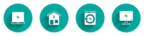 设置笔记本电脑智能家居洗衣机和电视图标图片下载