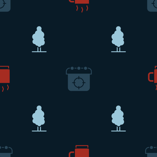 设置咖啡杯目标运动和树无缝图片下载