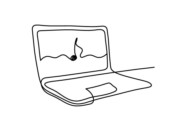 抽象笔记本电脑作为线绘制在白色背景。向量图片下载