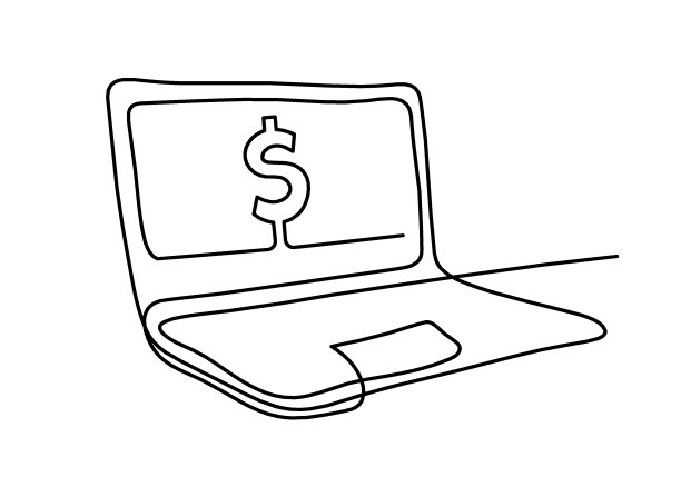 抽象笔记本电脑作为线绘制在白色背景。向量图片下载