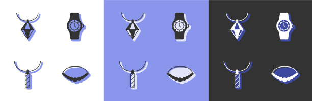 镶珍珠项链吊坠及腕表图片下载