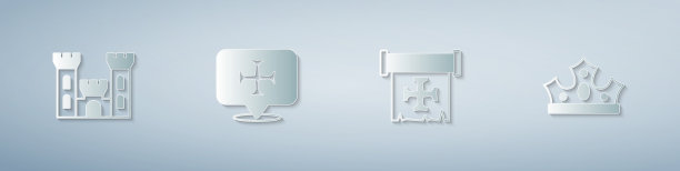 集城堡十字军和国王皇冠纸艺术图片下载