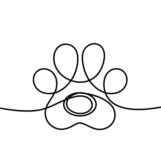 抽象爪子的轮廓线在白色上绘制图片下载