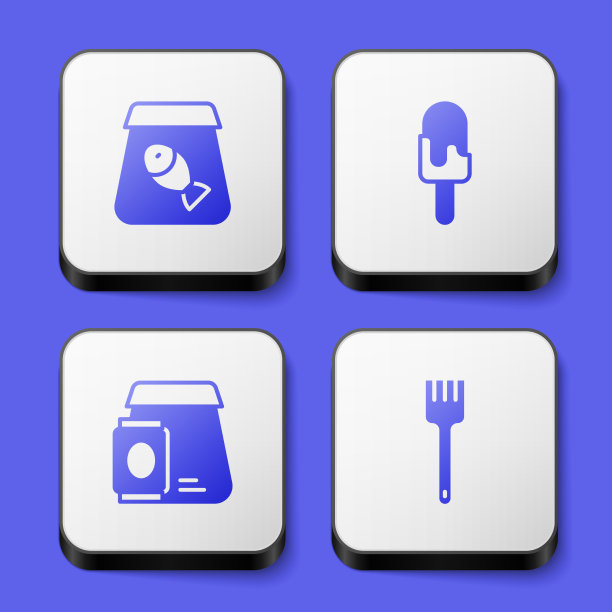 设置在线订购鱼、冰淇淋、食物和叉子图片下载