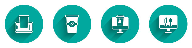 在移动咖啡杯上设置食物点餐图片下载