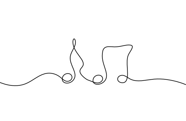 抽象全音符作为连续线条绘制在白色背景上图片下载