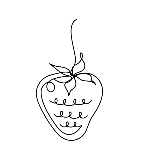 在白色背景上画出草莓线图片下载
