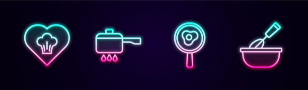 设线厨师帽锅上煎鸡蛋图片下载