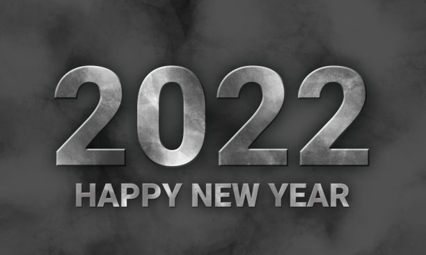 新年快乐2022 3d文本，黑色主题图片下载