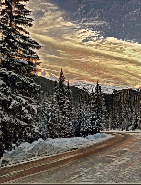 山路上的夕阳。插图。图片下载