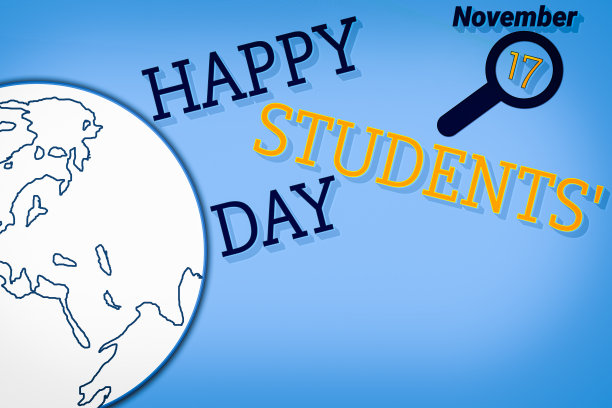 学生日的背景是11月17日。国际学生日地球仪图片下载