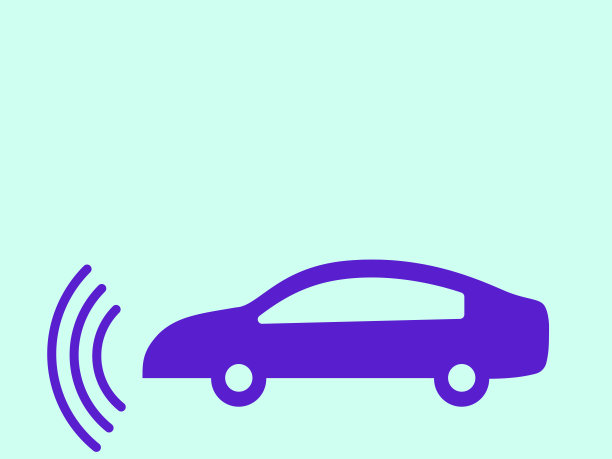 插图描绘了一个简单的图标剪影的自动驾驶汽车图片下载