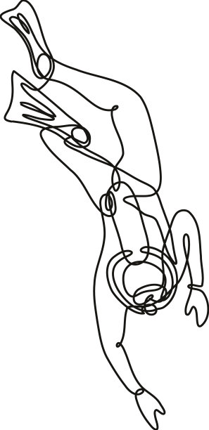 戴水肺潜水者向下连续画线图片下载