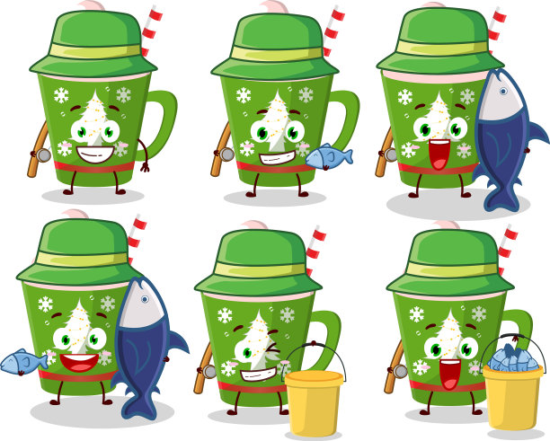 一个渔民冰草莓卡通图片图片下载