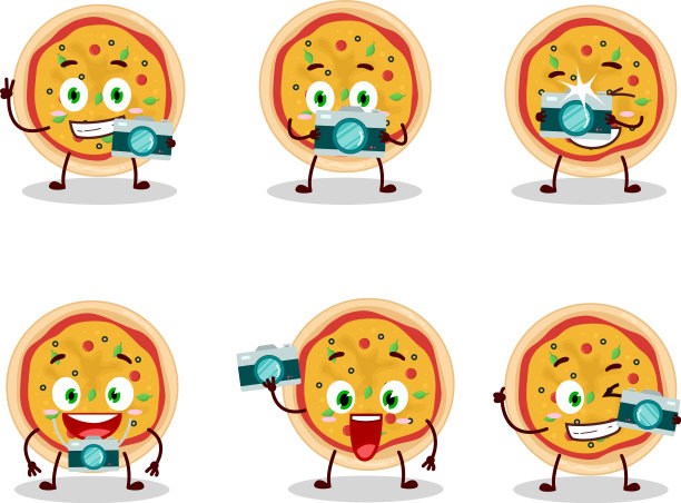 摄影师专业表情与希腊披萨图片下载