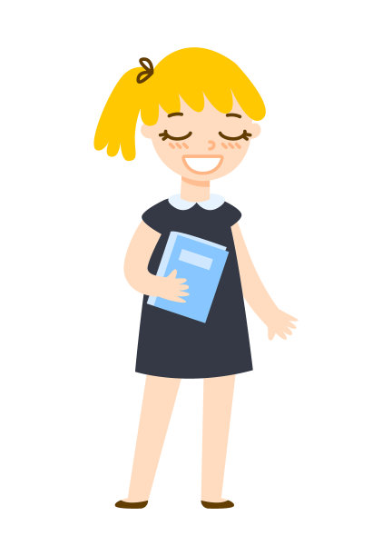 可爱的卡通学校女孩孤立在白色的背景图片下载