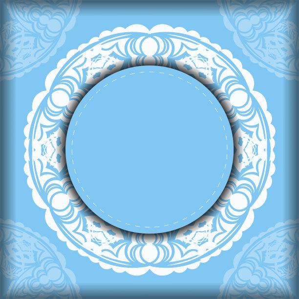 你的品牌的蓝色复古白色图案小册子。图片下载