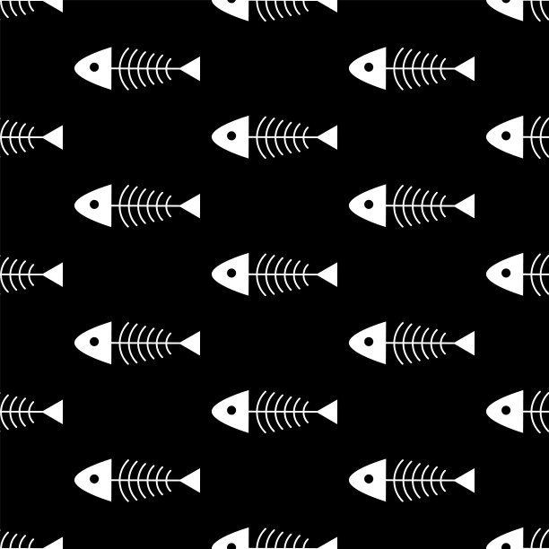 鱼骨架的无缝图案。图片下载