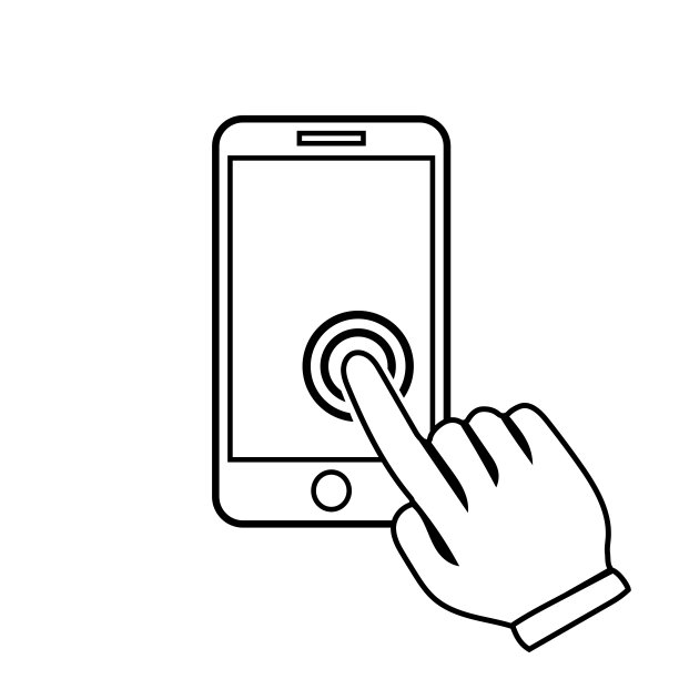 智能手机触摸屏与点击手符号图标隔离在白色背景图片下载