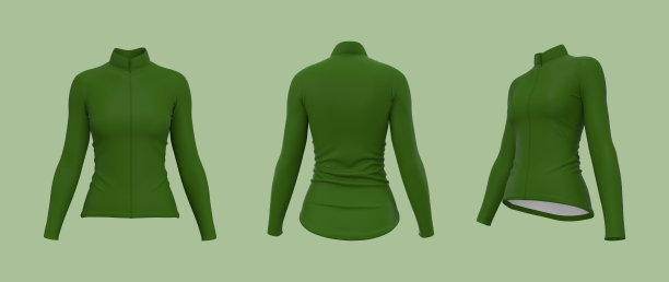 妇女的自行车运动衫在前面，侧面和后面的模型图片下载
