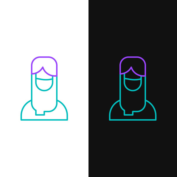 线穆斯林妇女在希贾布图标孤立的白色图片下载