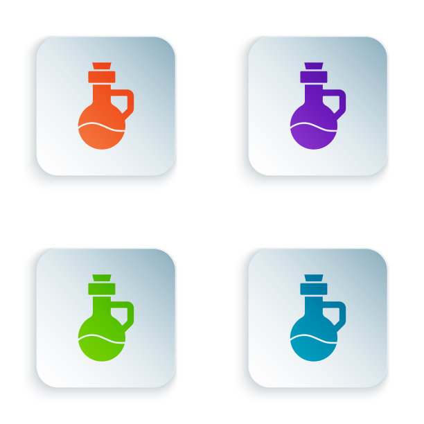 彩色精油瓶图标隔离在白色上图片下载