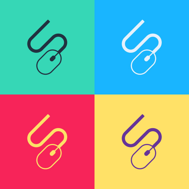 波普艺术电脑鼠标图标孤立的颜色图片下载