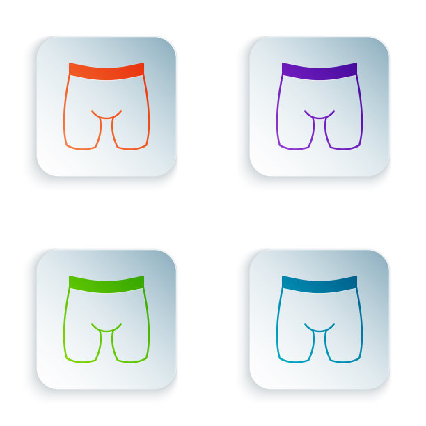 彩色自行车短裤图标孤立在白色图片下载