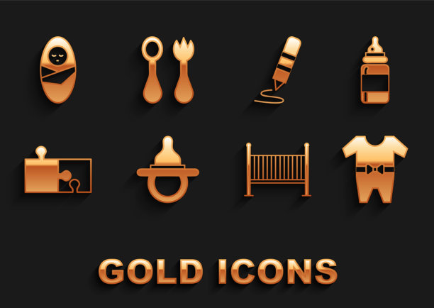 把婴儿奶嘴、奶瓶、衣服放在婴儿床上图片下载