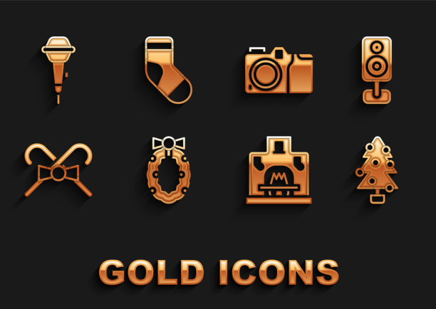 设置圣诞花环立体声扬声器树图片下载