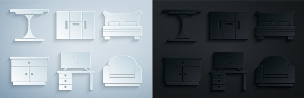 设置电视，桌子，大床，家具，床头柜图片下载