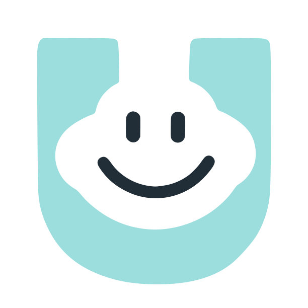 字母U与一个微笑的脸在平面风格字符，笑脸，字母矢量剪辑艺术。图片下载