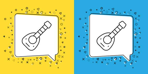 设置线乐器琵琶图标隔离上图片下载